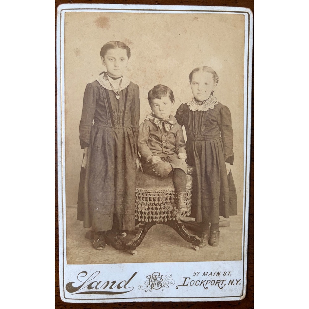 Antique Victorian Cabinet Card Three Children Lockport‎ New York